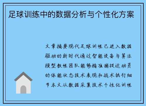 足球训练中的数据分析与个性化方案